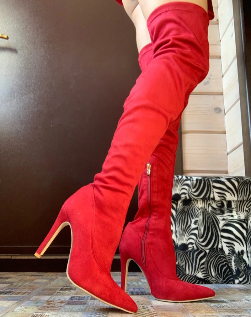 womens red over the knee boots