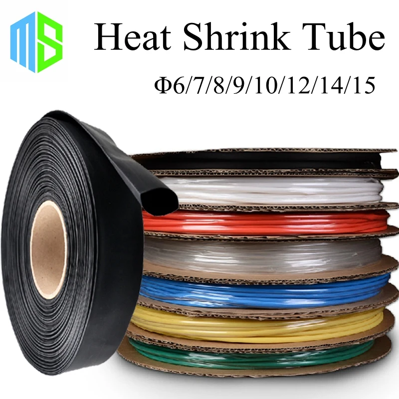 

1m 70mm Black Transparent White Red Green Yellow Blue Assorted Polyolefin Heat Shrink Tube Cable Sleeves Wrap Wire Set 7 Size