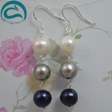 White Gray Black Natural Pearl Earrings 10-11mm Big Size Freshwater Drop Pearl Earrings 925 Silver Fine Jewelry Gift For Women White Gray Black Natural Pearl Earrings 10-11mm Big Size Freshwater Drop Pearl Earrings 925 Silver Fine Jewelry Gift For Women