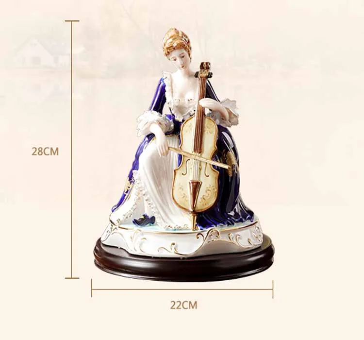 Первоклассная Европейская керамическая статуэтка Виолончель для девочек и женщин, домашний декор, ремесло, винтажное украшение, фарфоровая статуэтка, подарок