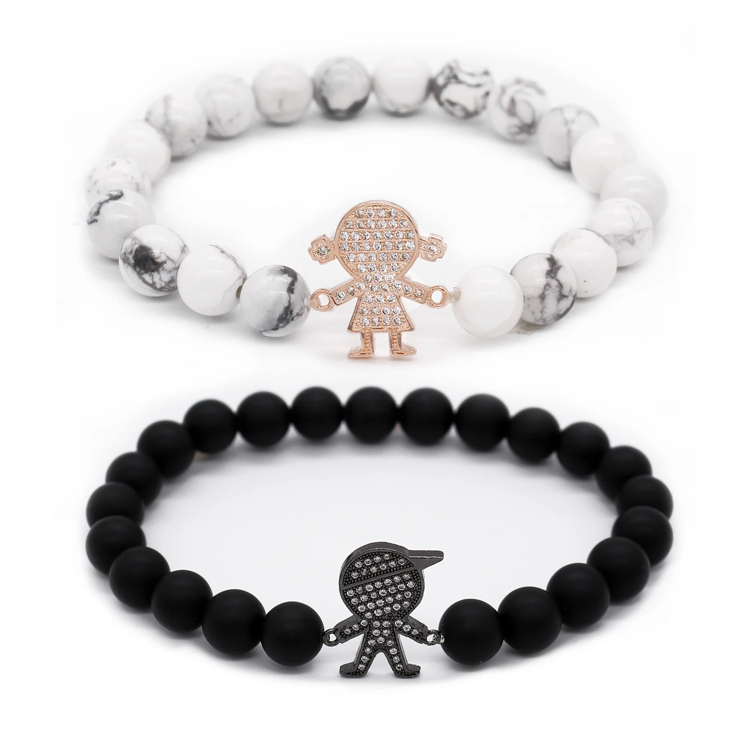 Poshfeel Cubic Zirconia Boy/Girls Charms Bracelets & Bangles 8Mm Stone