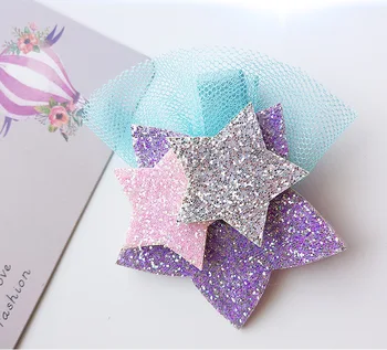 

David accessories unicorn star Non-woven patch for kids children hair clips 10 pieces,DIY Hair Accessories Materials,10Yc3070