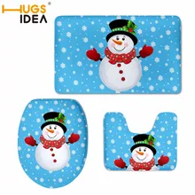 HUGSIDEA Снеговик печати комплект унитаза сиденья Рождество узор мягкий ванная комната нескользящий коврик теплая крышка для унитаза