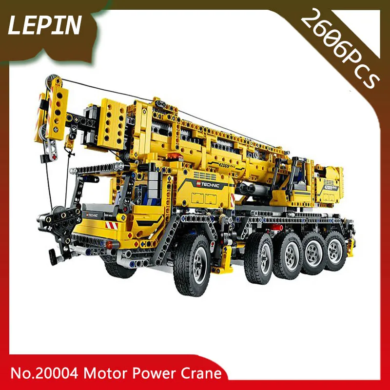 

Lepin 20004 Motor Power Mobile Crane Model Technic 2606pcs Building Kits Blocks Bricks Christmas Gift Toy 42009