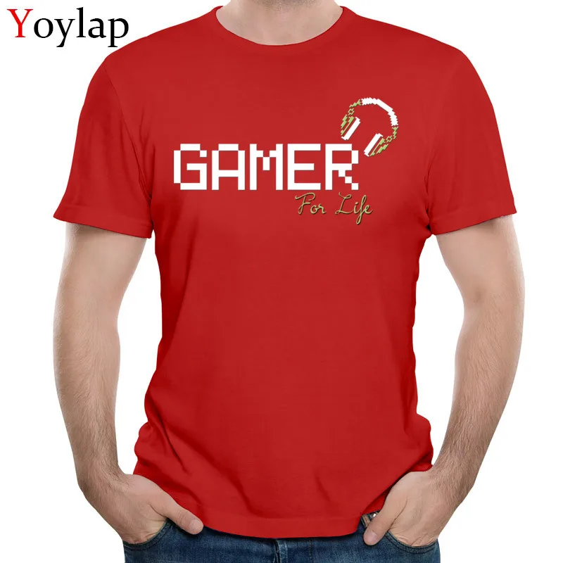  Summer T-Shirt Newest Crew Neck Gamer For Life 100% Cotton Men Tops Shirt Personalized Short Sleeve Tee-Shirts red