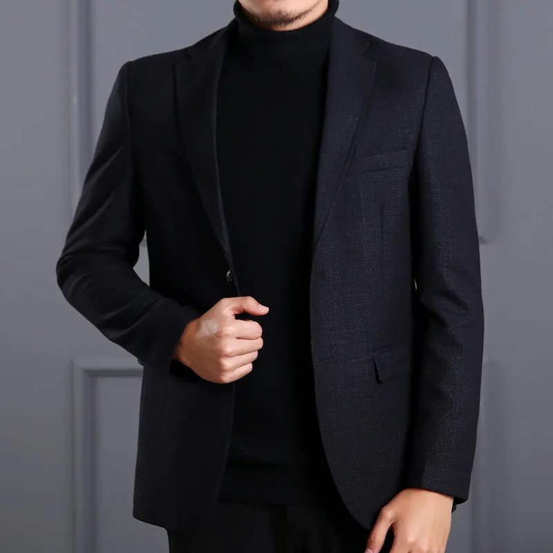 Мужские блейзеры Homme Blazer новая весенняя мода верхняя одежда пальто платье куртка среднего возраста костюм с двумя пряжками