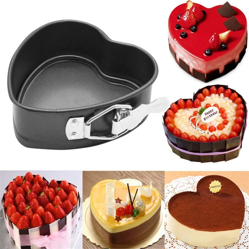 

2018 New Creative Heart-Shaped Cake Tin Non Stick Spring Form Loose Base Baking Pan Tray Easy operation Hot C30425