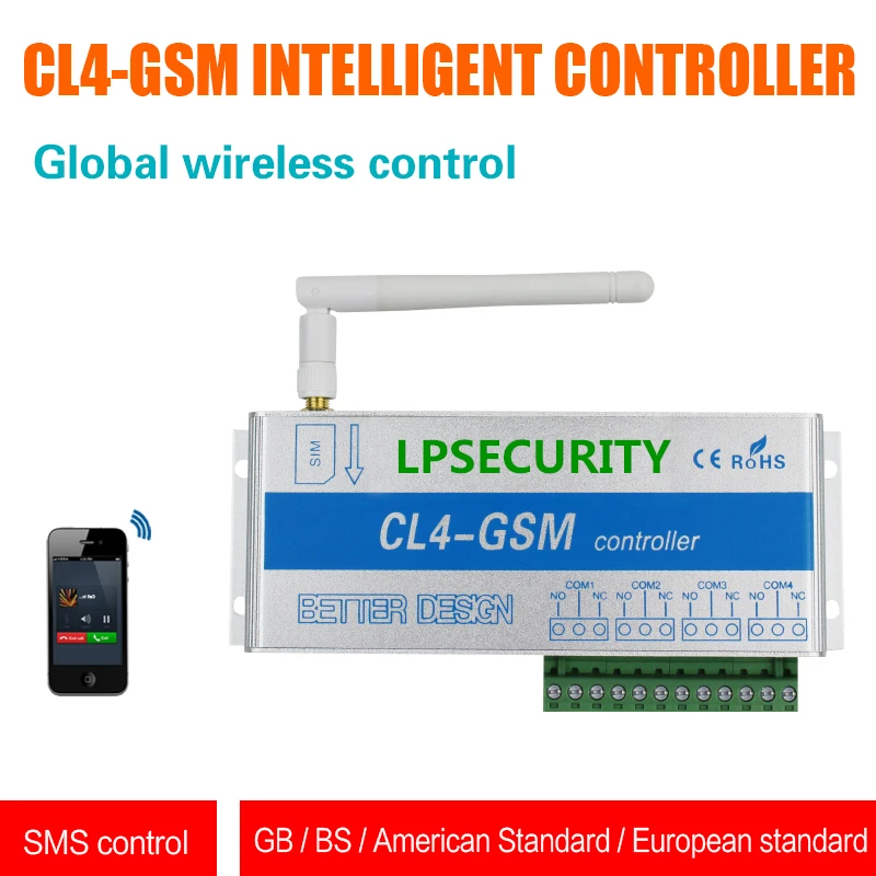 

LPSECURITY GSM SMS Controller CL4-GSM Wireless Remote Sensor Smart Switch Home Security System On/Off Control