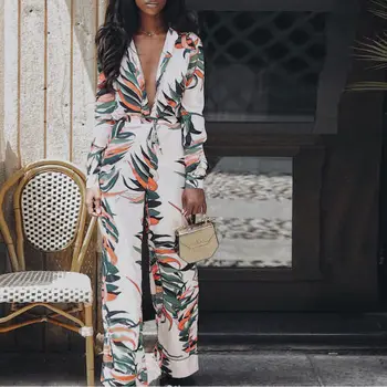 

Women Floral Print Bodycon Club Party Casual Vacation Long Jumpsuit Playsuit 2019 Long Sleeve Overalls OL Party Jumpsuits Hot