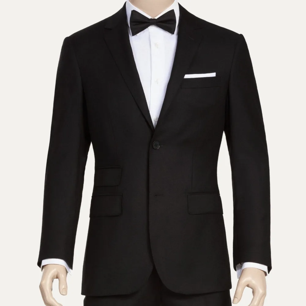 high quality Business suit Two Buttons black Suit(Jacket+Pants+bow tie