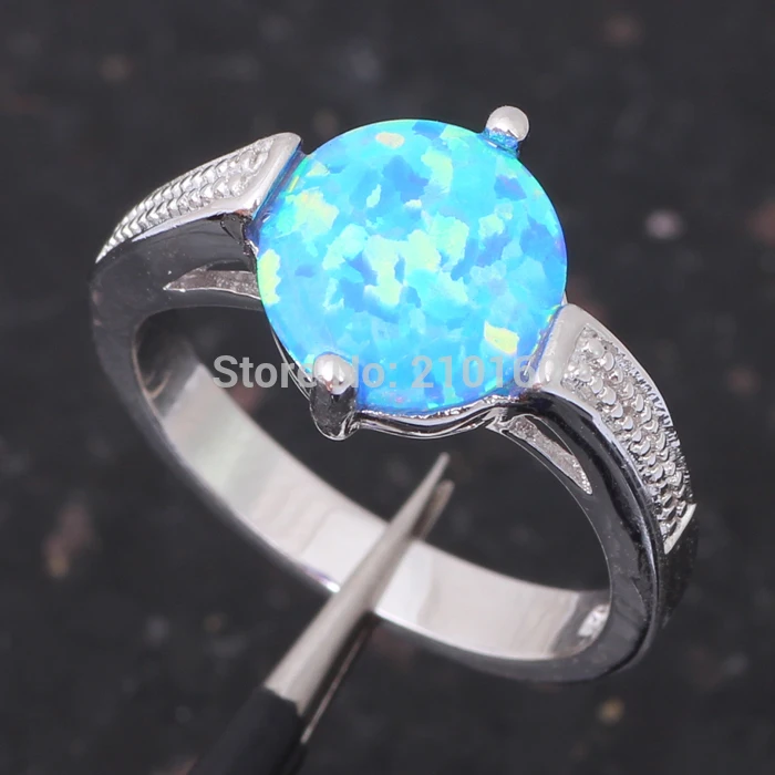 Модный хороший подарок розовый кристалл Синий огненный опал Серебро штампованное кольцо США Sz#7,5 ювелирные изделия OR304A