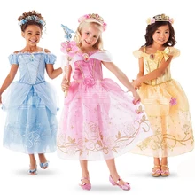 3-10 лет новые летние платья для девочек платья косплей костюмы Анна и Эльза для детей одежда принцесс для представления Infantil Vestido