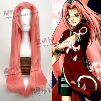 

NARUTO Haruno Sakura Wig 70cm Long Pink Straight Synthetic Hair Styled Cosplay Costume Wigs Heat Resistance +Wig cap