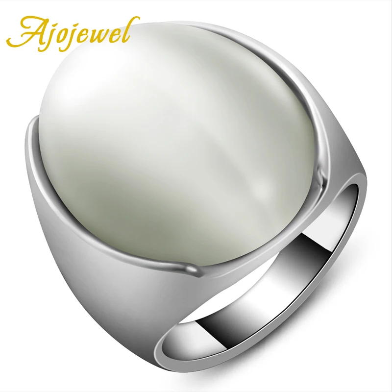 Ajojewel Размеры 7and 9 один большой белый Опаловый камень кольца на палец мужские