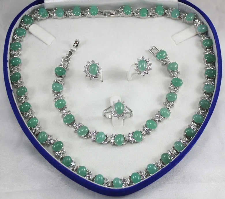 

Prett Lovely Women's Wedding Christmas gift true filled Earring Bracelet Necklace Ring AA132 -silver-jewelry