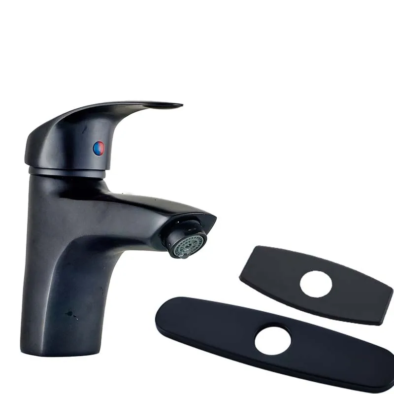 Free Shipping Deck Mounted Short Bathroom Vanity Sink Mixer Faucet Single Handle Brass Black Hot and