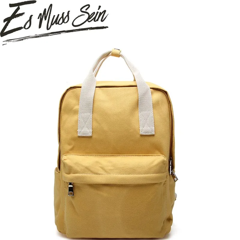 

EsMussSein Fashion Canvas Women Backpack Casual School Teenagers Solid Color Preppy Travel Bookbag Ladies Canvas Fabric Backpack