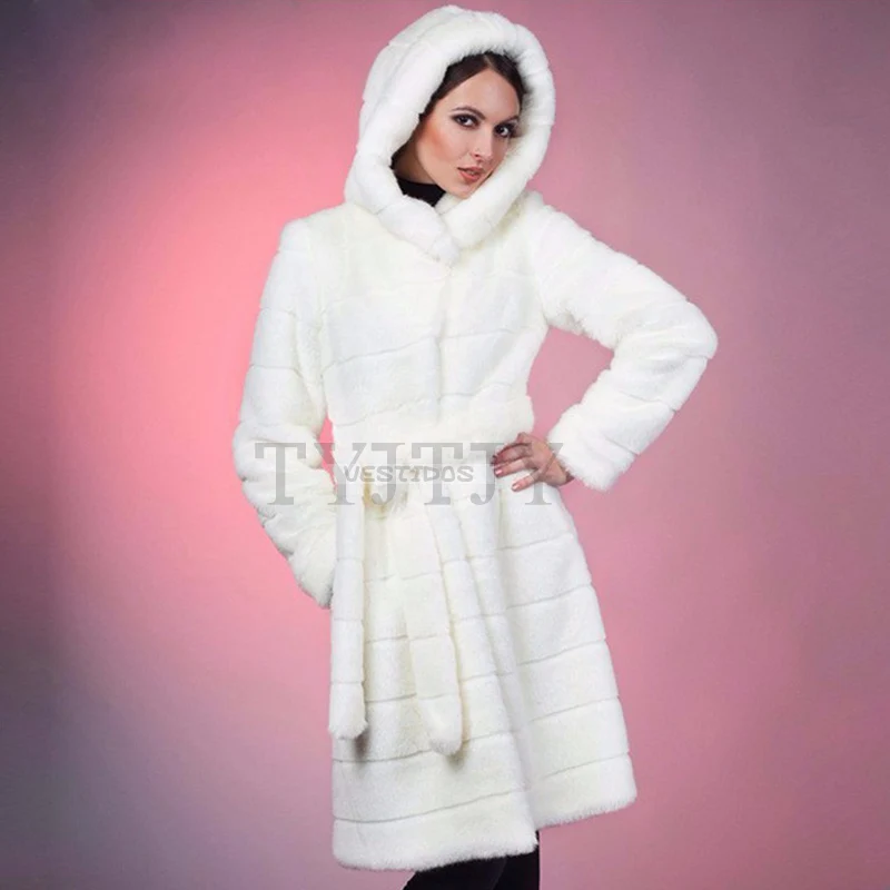 Зимнее женское пальто, пальто из искусственного меха, зимнее новое пальто из искусственного кроличьего меха с капюшоном, корейский свитер с капюшоном, пальто из искусственного меха