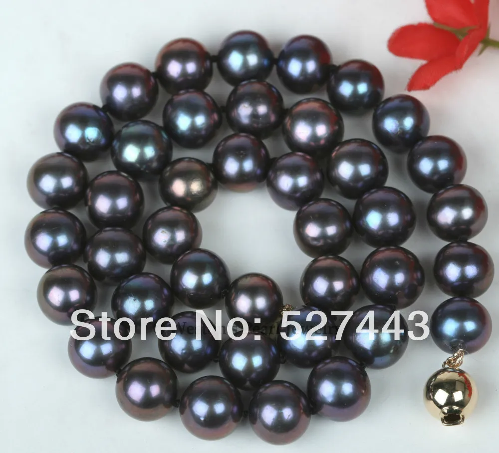 

Wholesale 10MM LARGE SIZE BLACK GENUINE CULTURED FRESHWATER PEARL CHOKER NECKLACE CHAIN (A0502)