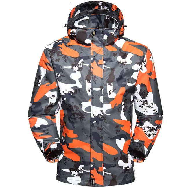 Новинка, весенне-осенняя мужская водонепроницаемая куртка, ветрозащитная спортивная куртка для кемпинга, пешего туризма, уличная ветровка для рыбалки, камуфляжные куртки - Цвет: Оранжевый