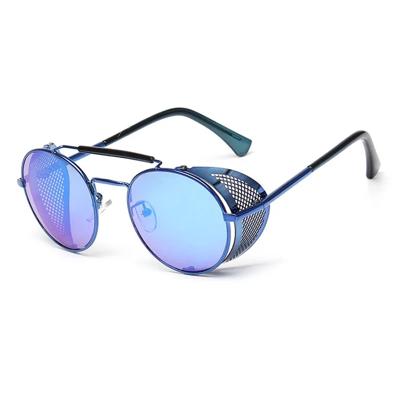 Новые солнцезащитные очки в стиле ретро, стимпанк Круглый Дизайнер пара панк металлические щиты солнцезащитные очки Для мужчин Для женщин