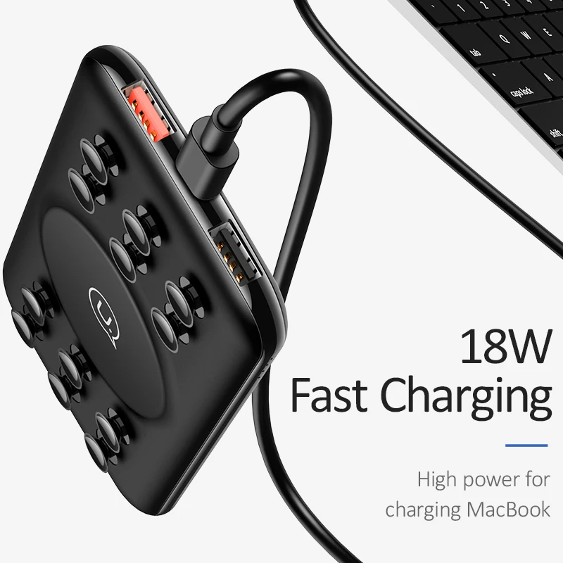  USAMS Power QC3.0 PD Drahtlose Ladegerät 10000mAh Saugnapf Adsorption Power Bank Schnelle Lade für 