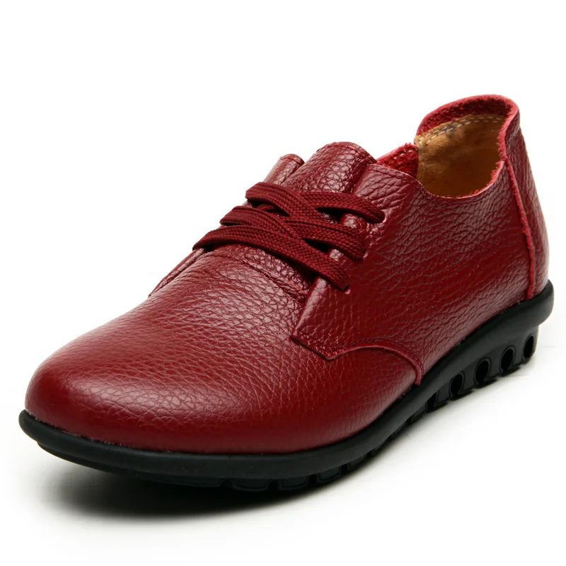 Plus Size 43 Ballet Summer Cut Out Women Genuine Leather Shoes Woman Flat Flexible Round Toe Nurse Casual Fashion Loafer | Обувь
