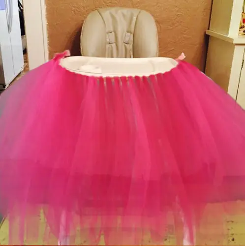 Tutu Tulle Table Skirts Baby Shower Decoration for High Chair Home Textiles Party Supplies Pink Blue Event Party Supplies - Цвет: rose