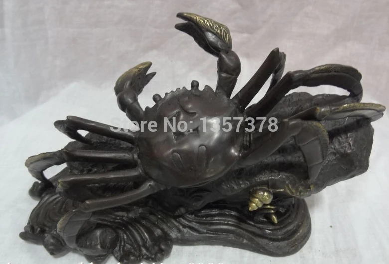 

shitou 00920 11" Folk Chinese Pure Bronze Carved Animal Art Decorate Crab Statue Sculpture discount 30% (C0324)