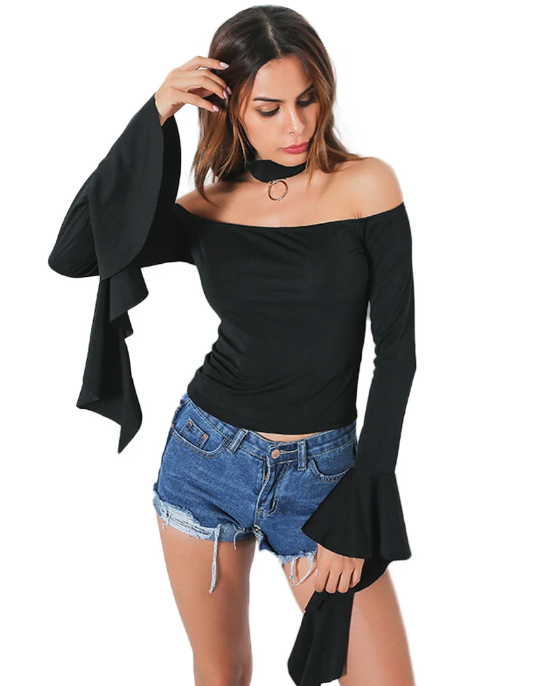Buy Women Off the Shoulder T Shirt Long Butterfly