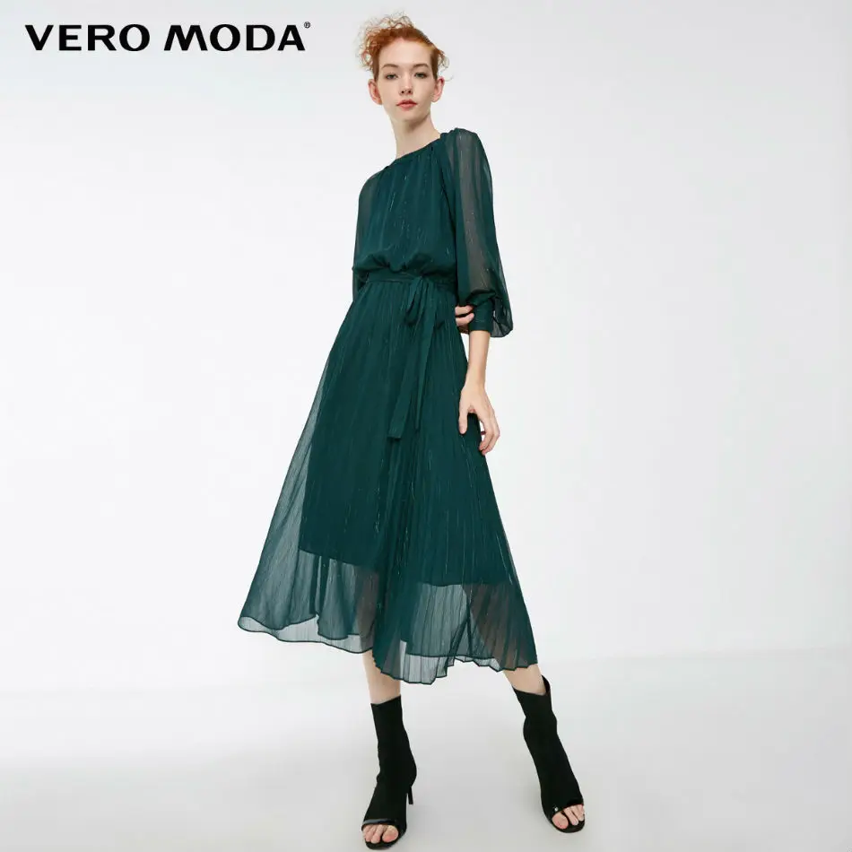 Vero Moda Новое асимметричное Плиссированное Платье Макси/длинное платье | 31847D502 - Цвет: Spruce green