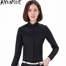 AYUNSUE модная осенне-зимняя черная рубашка женская с длинным рукавом Толстая Тонкая Рабочая одежда рубашки Femme Плюс Размер Топы 5XL WXF603