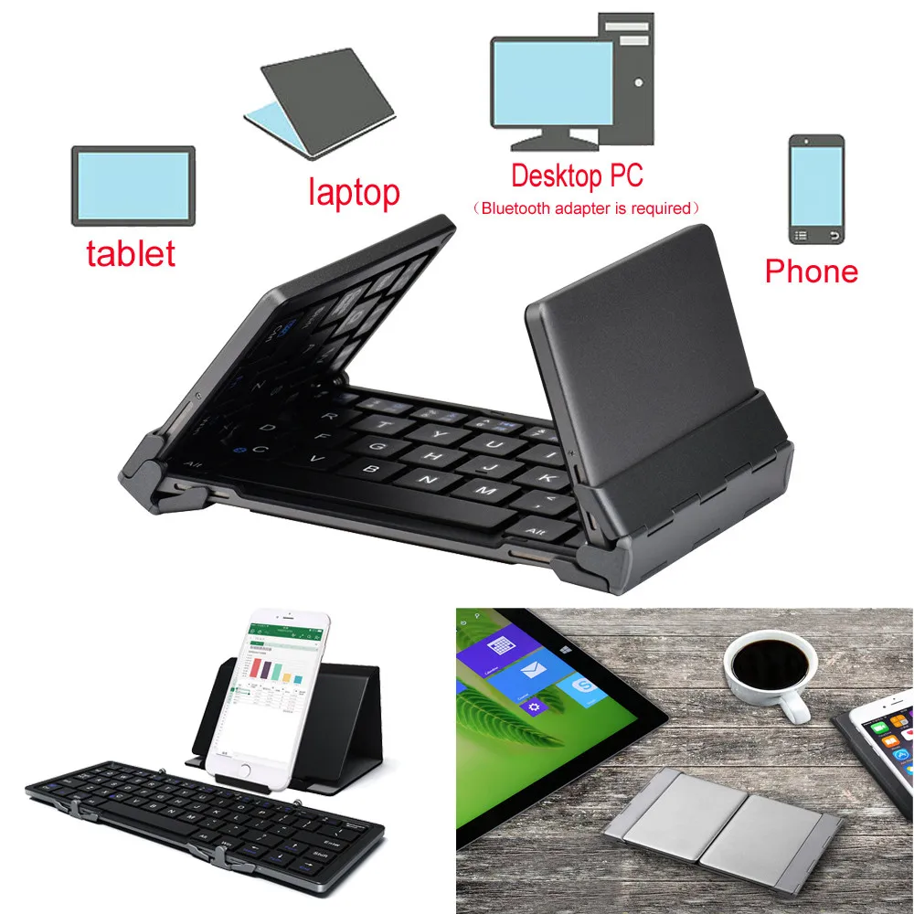 

Wholesale Travel Protable Foldable Wireless Bluetooth Keyboard For IOS Android Windows Tablet Cell Phone 20J Drop Shipping