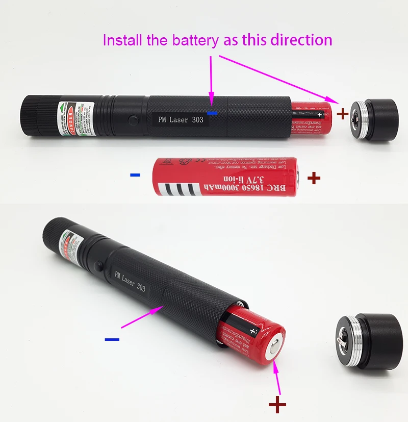 18650 Battery & UK Change 303 Green Laser Pointer Pen Adjustable Focus 532nm 