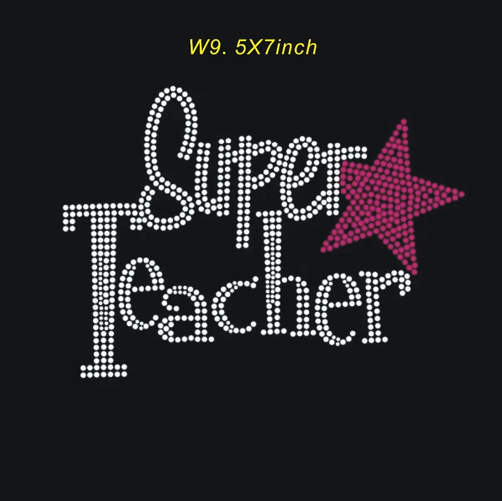 super teacher design rhinestone transfer hot fix rhinestone motif iron on strass-in Rhinestones ...