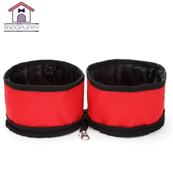 

Pet Dog Feeding Bowls Outdoor Carry on Convenient Double Bowls For Small Dogs Pets Durable Oxford Dog Feeding Bowls PY0020