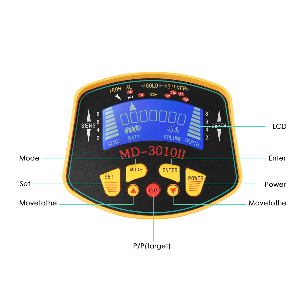 MD3010II Высокочувствительный высокоэффективный металлоискатель Подземный металлоискатель Золотой металлический искатель сокровища поисковый инструмент