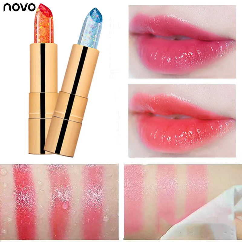 NOVO Jelly Lipstick Makeup Magic Temperature Changing Color Korean Style Color Tint Lip Stick Lasting Waterproof Lip Balm