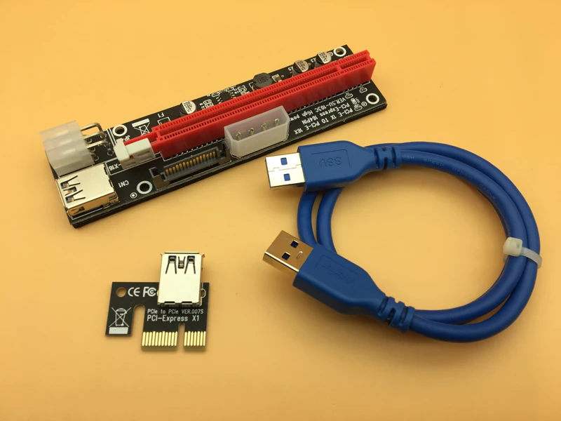 3 в 1 60 см PCI Express PCI-E 1X к 16X Riser Card Extender адаптер PCIe USB3.0 кабель SATA 4Pin 6Pin Питание для Майнинг Биткойн