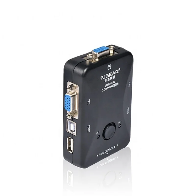  2 port usb kvm switch selector manual VGA switcher 2 host shared display mouse and keyboard 1920*14
