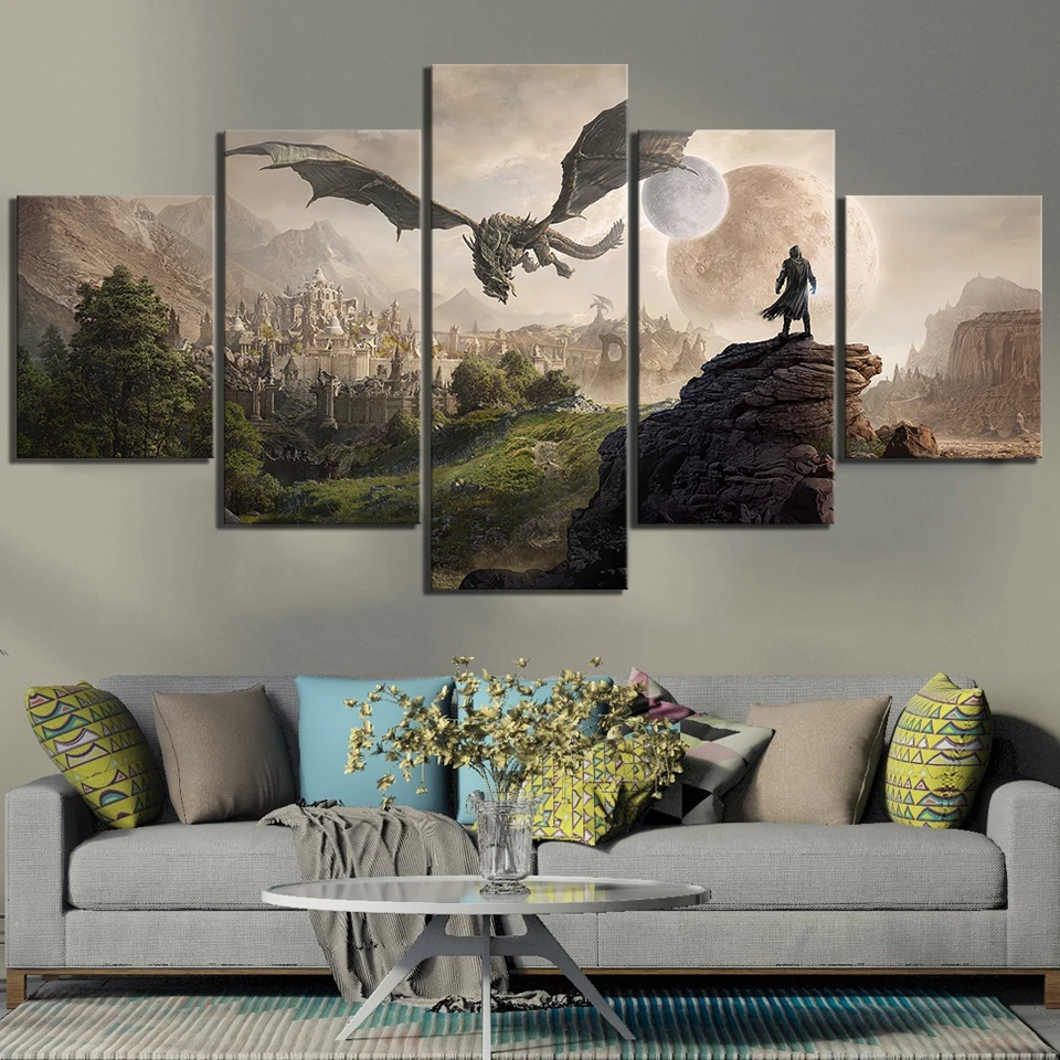 5 Piece The Elder Scrolls 4 Oblivion Game Poster Paintings Fantasy Wall