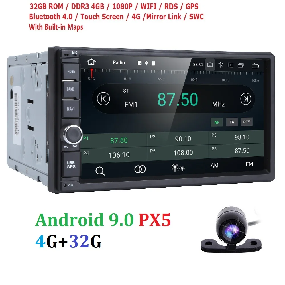 

Universal 2 din Octa core 7'' Android 9.0 Car Radio Stereo multimedia Player WIFI 2din GPS Navigation USB SWC PX5 4G RAM 32G ROM