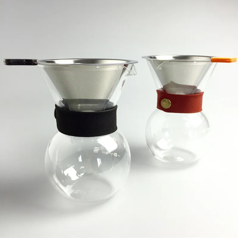 Reusable Stainless Steel Coffee Filter 200ml Glass Drip Pot Espresso Permanent Filters Coffee