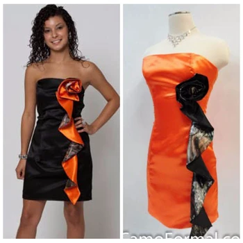 

2019 Strapless Sheath Short Mini Camo Bridesmaids Dresses Slim Honor Of Maid Simple Cheap Satin Camouflage Vestidos