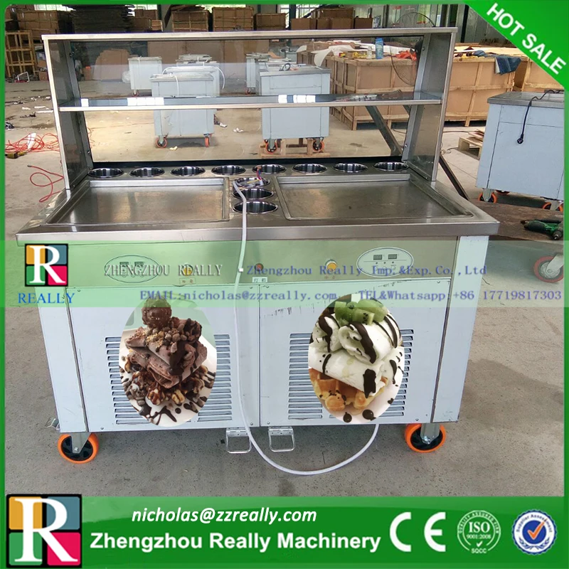 С контролем температуры и набор двойной известный Япония компрессоры Мороженое тележка-фритюрница машина для жареного мороженого