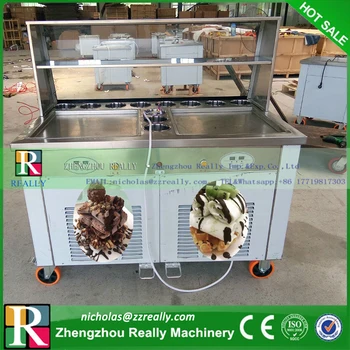 

With temperature control and set double famous Japan compressors ice cream roll fryer fried ice cream machine