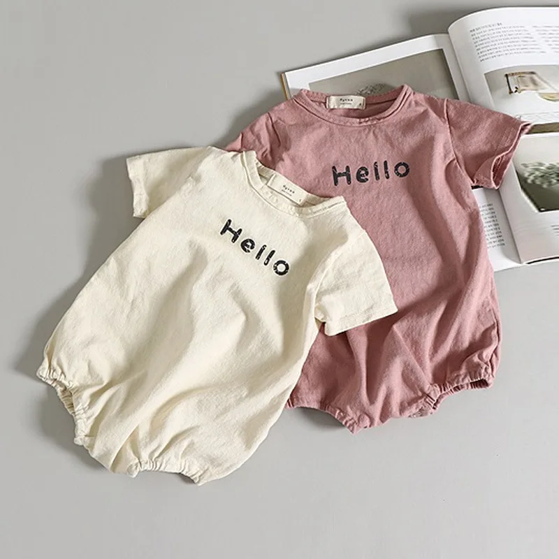 Боди для новорожденных мальчиков и девочек Костюм с надписью Hello Goodbye Детская