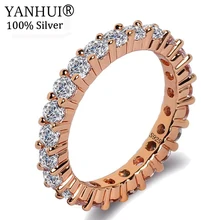 YANHUI Women Gift 925 Silver Rose Gold Color Zircon Ring Jewelry Wedding Rings For Women Accessory anillo High Quality RA028 YANHUI Women Gift 925 Silver Rose Gold Color Zircon Ring Jewelry Wedding Rings For Women Accessory anillo High Quality RA028