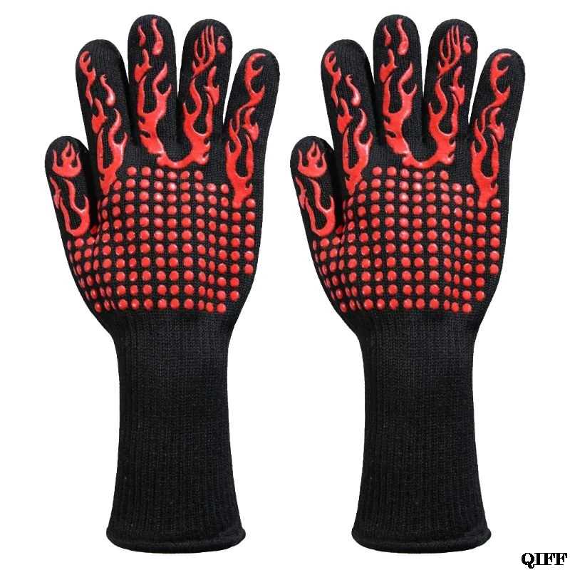 Drop Ship&Wholesale High Temperature Resistant Gloves Microwave Oven Outdoor Barbecue BBQ Hot Flame Proof Working Gloves June 11 - Цвет: 4NB1000031-C