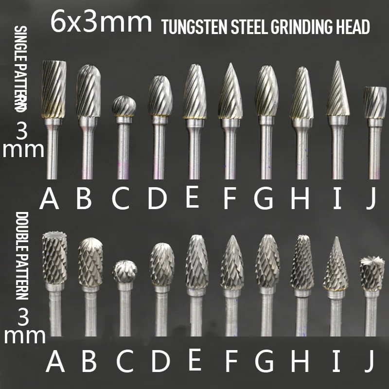 10 шт./компл. 3*6 мм полировки голову Вольфрам карбида поворотные фрезы резьба фреза для Деревообрабатывающей Резьба вращающихся